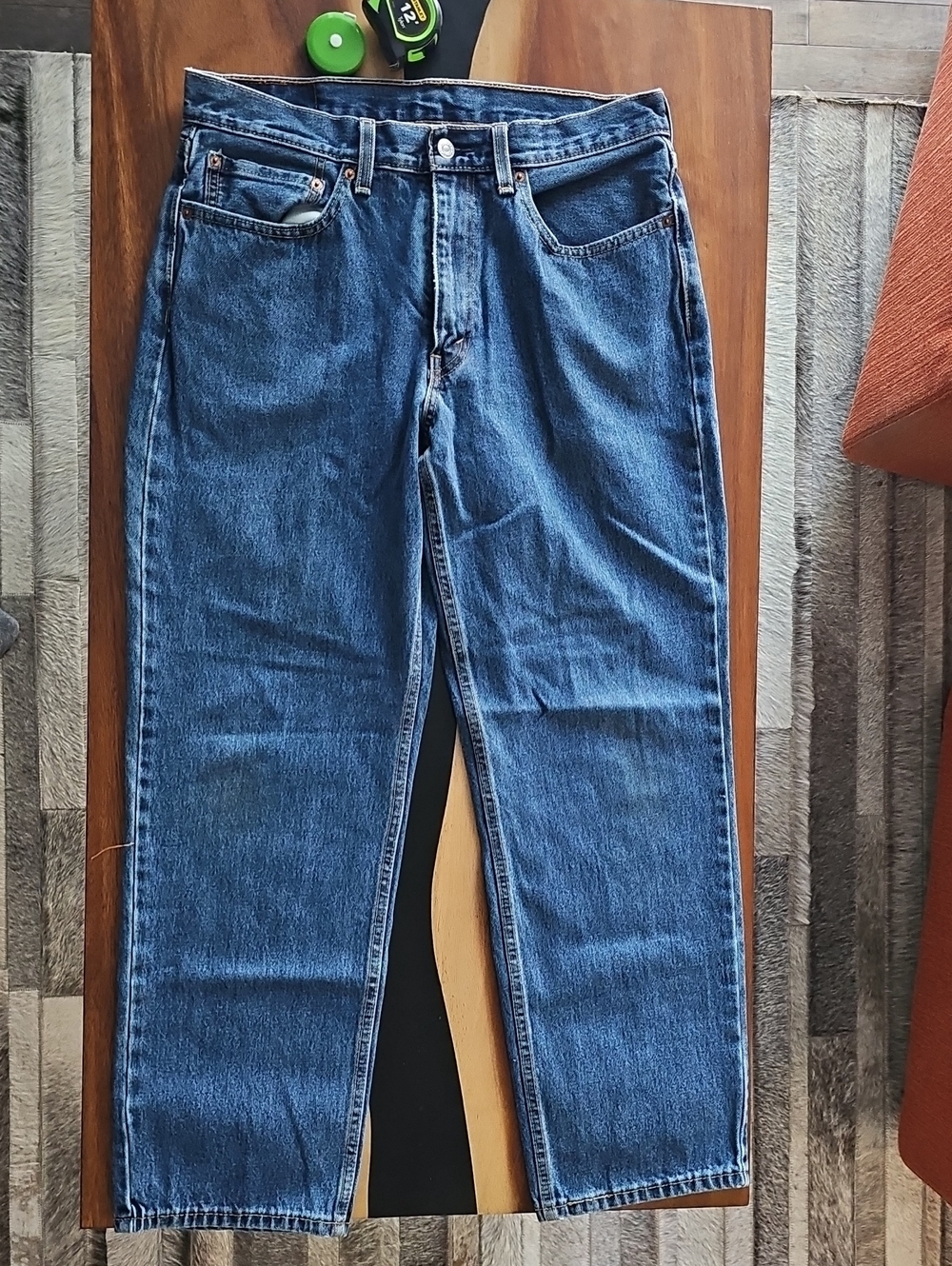 Levi's Men's Straight-Leg Dark Blue Denim Jeans. 34x30